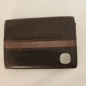 Mens Cross Leather Flap Wallet Credit Card Holders Brown 3" x 2"